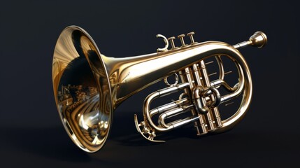 Naklejka premium Golden Mellophone on Clean Background