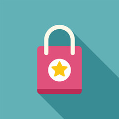 Minimalist vector illustration featuring a pink shopping bag with a prominent star, symbolizing exclusivity and premium service