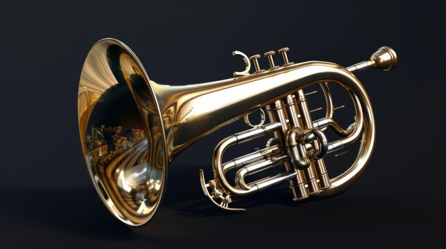 Golden Mellophone on Clean Background