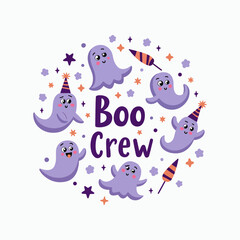Boo Crew typography Halloween t shirt design vector. Typography, quote, Halloween t shirt design. Halloween t shirt design for Halloween day. The boo crew halloween, vector, typography t shirt