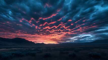 Fototapeta premium Intense twilight sky with stratus clouds.