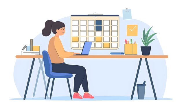 Organized Workspace of a Productive Time Management Expert Effectively Planning Their Day