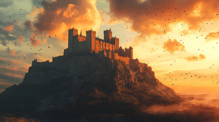 Fototapeta premium A mighty castle in the hill
