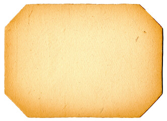 Vergilbte Rückseite altes 8-eckiges Etiektt - Hinweisschild in geometrischer Form