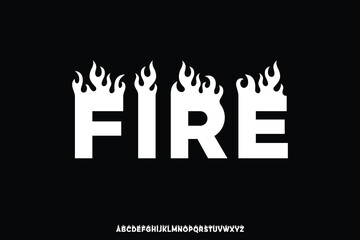 Modern decorative fire alphabet display font vector illustration