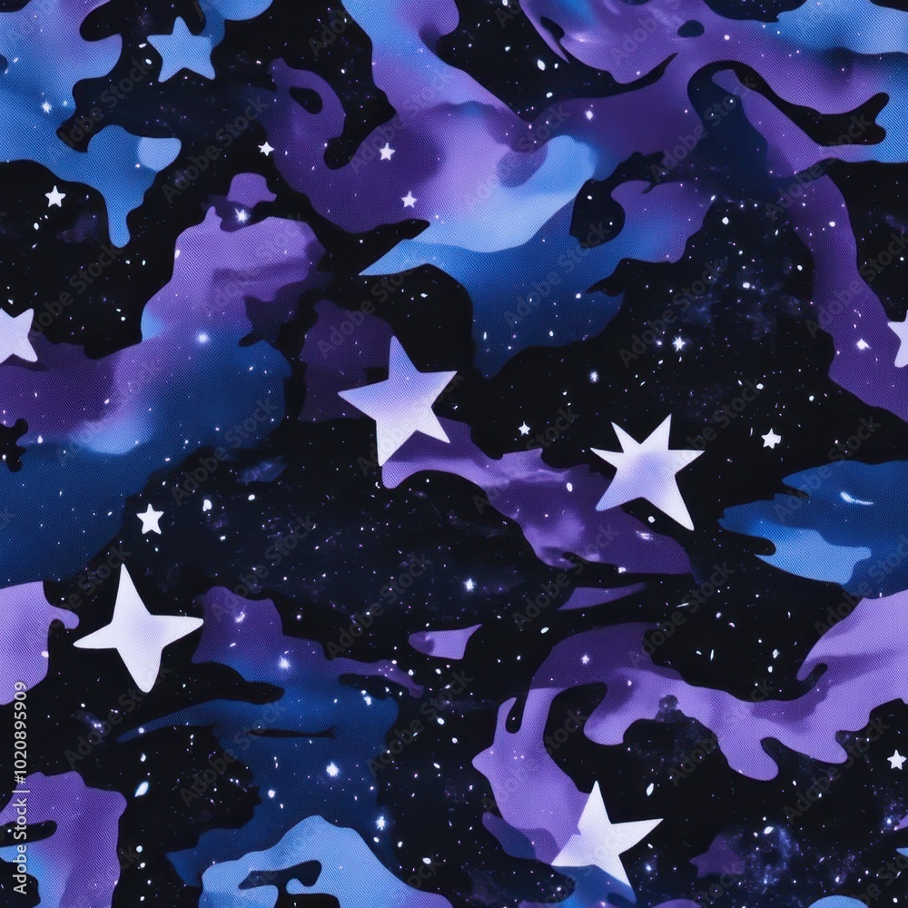 Wall mural mystical galaxy camouflage pattern with stars and nebula motifs