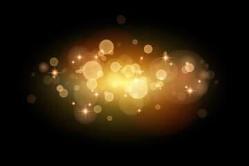 Golden luxury bokeh effect background. Holiday light effect. Bokeh soft light abstract background design element. Background decoration.Vector illustration