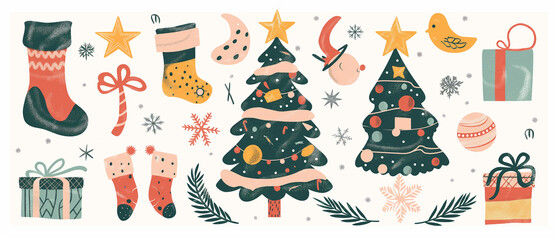 Christmas Holiday Festive Ornament Collection Illustration