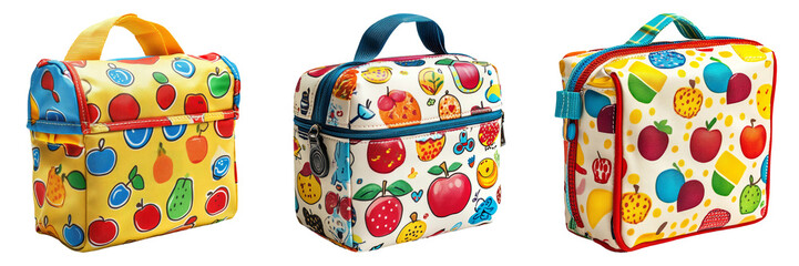 Patterned lunch bag isolated on transparent PNG background perfect for school supplies or children's designs