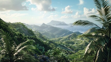 Fototapeta premium Scenic View of Soufriere Hills in Montserrat