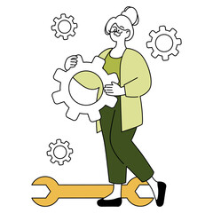 Older Businesswoman. Flat Vector Illustration