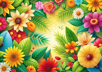 Elevate your decor with these lively vector posters featuring beautiful flowers and leaves, perfect for creating a bright, cheerful atmosphere in any