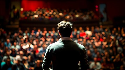 Obraz premium Enthusiastic Crowd at Engaging Business Seminar or Conference
