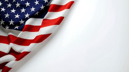 American Flag banner with copy space, white background