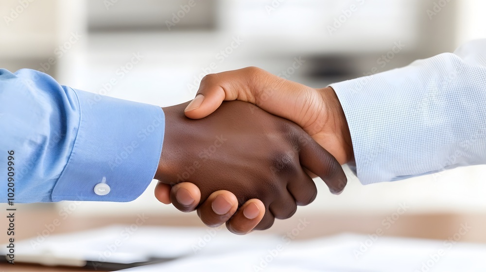 Wall mural hands shaking in a consulting business meeting for agreement and partnership