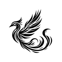 Fototapeta premium black and white sketch of a phoenix, bird tattoo