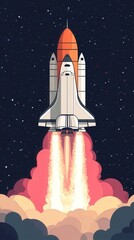 Fototapeta premium Space Shuttle Launch Astronaut Mission Rocket Takeoff Cosmic Exploration