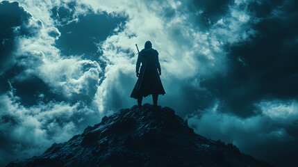 warrior or man standing on fantasy hill