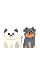Cute dogs, a simple flat illustration with soft lines and solid colors