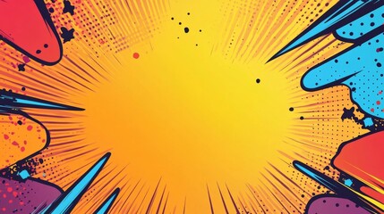 Abstract Comic Book Background with Yellow, Red, Blue, and Purple Colors