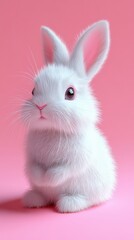 Obraz premium Cute 3D Model of a Curious Rabbit in Full Body