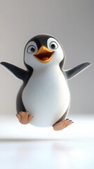 Fototapeta premium Joyful 3D Dancing Penguin on Ice