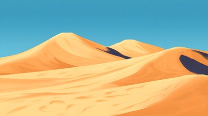 Breathtaking Desert Landscape with Majestic Sand Dunes and Serene Blue Sky