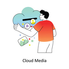 Cloud Media Gradient Flat Style Design Vector illustration. Stock illustration