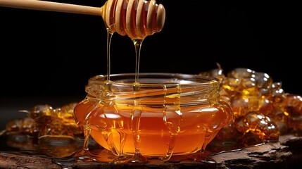 Pure Golden Honey Captured in Realistic Food Photography