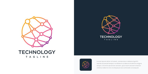 Global technology vector logo icon template with connection concept	