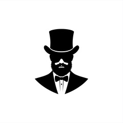 silhouette of bearded man wearing sunglasses and top hat