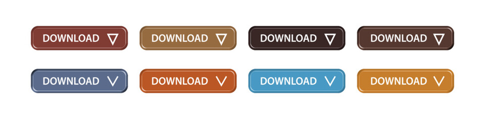 download button as vector element graphic of website or application illustration isolated on white background. set of downloads buttons for app and web graphics design