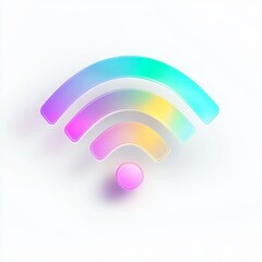 Obraz premium A vibrant, colorful Wi-Fi signal icon is displayed against a minimalist background, illustrating modern technology's focus on connectivity and digital communication.