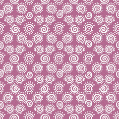 hand drawn doodle flowers on purple background seamless pattern