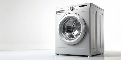 Washing machine isolated on background, cut out, appliance, laundry, clean, home, household, technology, white