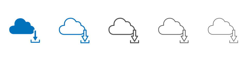 Cloud download icon Isolated flat vector in outline