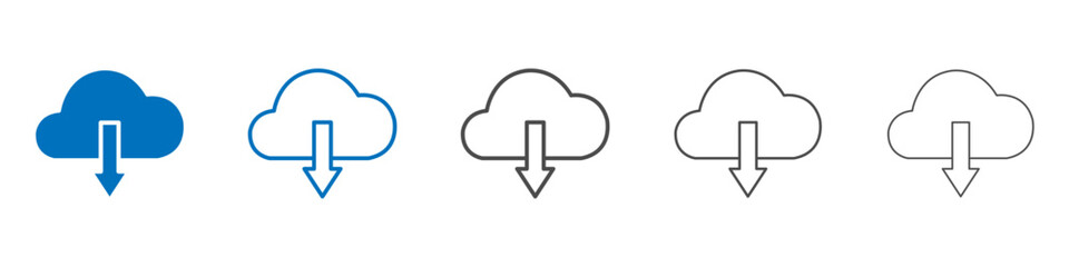 Download from Cloud icon Isolated flat vector in outline