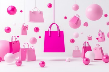 Obraz premium 3d style illustration for creating shopping advertisements. Pink tone.