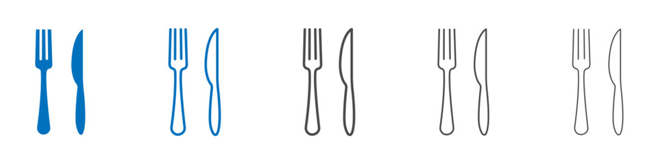 Fork and Knife icon Isolated flat vector in outline