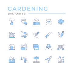 Set color line icons of gardening