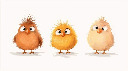 Fototapeta premium Cute colorful cartoon birds illustration for children