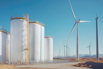Obraz premium Industrial equipment with renewable energy installation