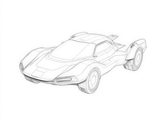 Obraz premium Futuristic Flying Car Line Art Illustration
