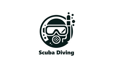 Scuba diving logo, Scuba diving silhouette, Scuba diver silhouette. Diver icon with oxygen cylinder