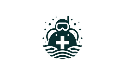 Scuba diving logo, Scuba diving silhouette, Scuba diver silhouette. Diver icon with oxygen cylinder