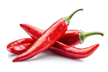 Fotobehang Freshly picked hot peppers on a clean white background © Fotograf