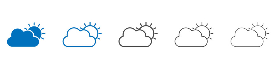 Partially cloudy icon Isolated flat vector in outline