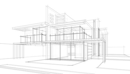 house building architecture 3d illustration
