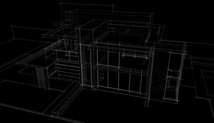 house building architecture 3d illustration
