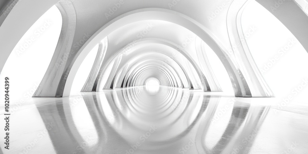 Poster A black and white photo of a tunnel in a building, ideal for use as a background or for architectural projects